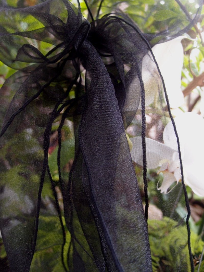 Black Organza Chair Sashes (9FT, 10 PACK) - PaperLanternStore.com - Paper Lanterns, Decor, Party Lights &amp; More