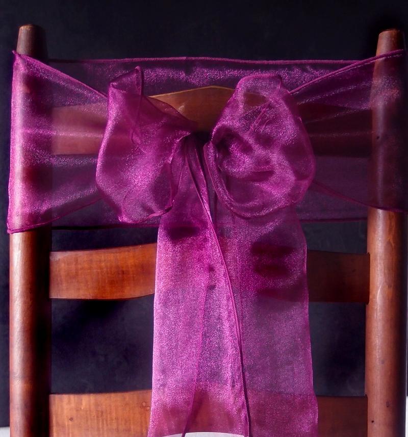 Marsala / Burgundy Wine Organza Chair Sashes (9FT, 10 PACK) - PaperLanternStore.com - Paper Lanterns, Decor, Party Lights & More