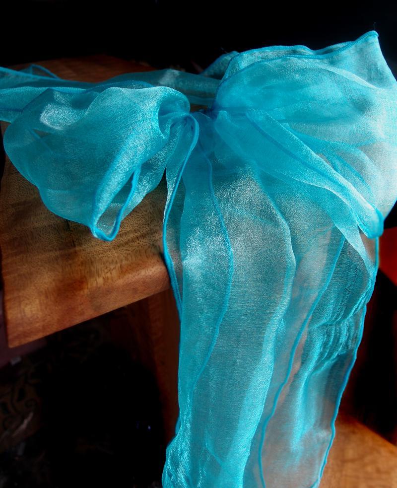 Turquoise Organza Chair Sashes (9FT, 10 PACK) - PaperLanternStore.com - Paper Lanterns, Decor, Party Lights &amp; More