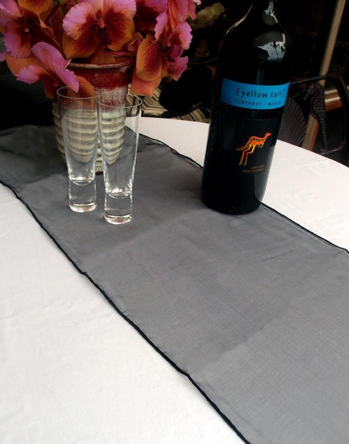 12&quot;x 108&quot; Black Organza Table Runner - PaperLanternStore.com - Paper Lanterns, Decor, Party Lights &amp; More