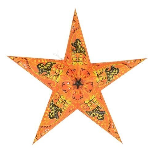 3-PACK + Cord | Orange Oriental Swan 24&quot; Illuminated Paper Star Lanterns and Lamp Cord Hanging Decorations - PaperLanternStore.com - Paper Lanterns, Decor, Party Lights &amp; More