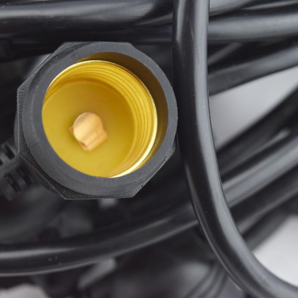 10 Suspended Socket Outdoor Commercial String Light Set, 21 FT Black Cord w/ 0.8-Watt Shatterproof LED Bulbs, Weatherproof SJTW