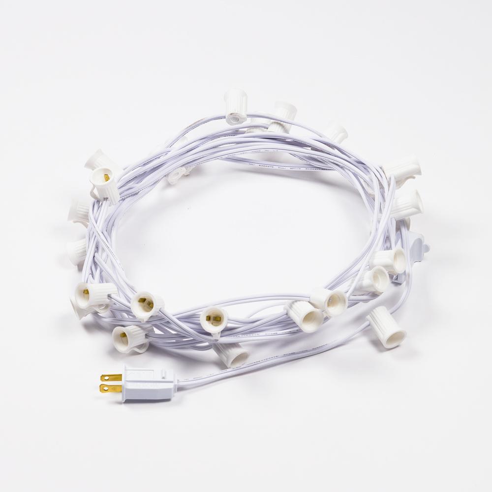 (Cord Only) 31 FT | 10 Socket Outdoor Patio String Light White Cord w/ E12 C7 Base - PaperLanternStore.com - Paper Lanterns, Decor, Party Lights &amp; More