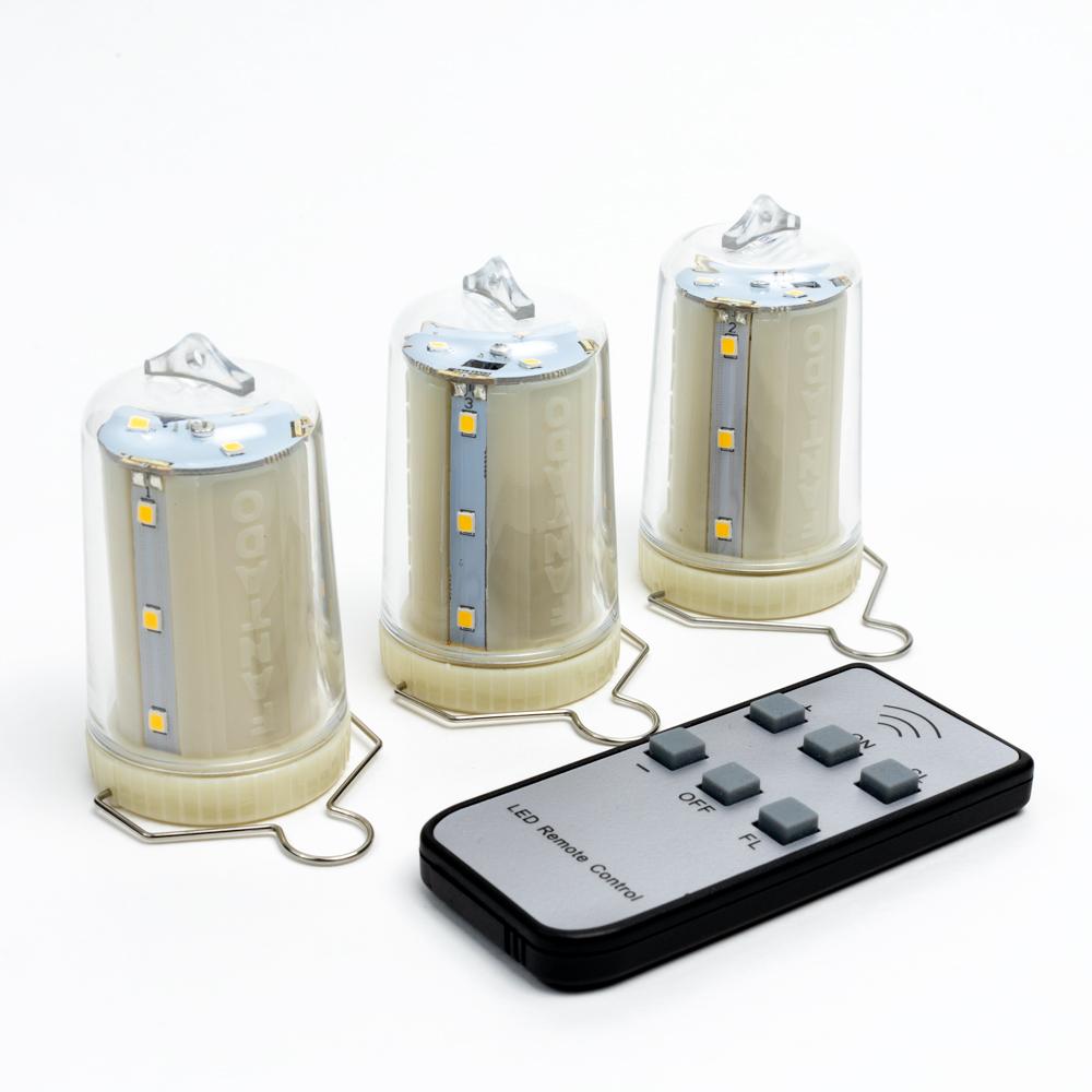 3-Pack Kit w/ Remote Control Warm White 12-LED Omni360 Omni-Directional Lantern Light, Hanging / Table Top (Battery Powered) - PaperLanternStore.com - Paper Lanterns, Decor, Party Lights & More