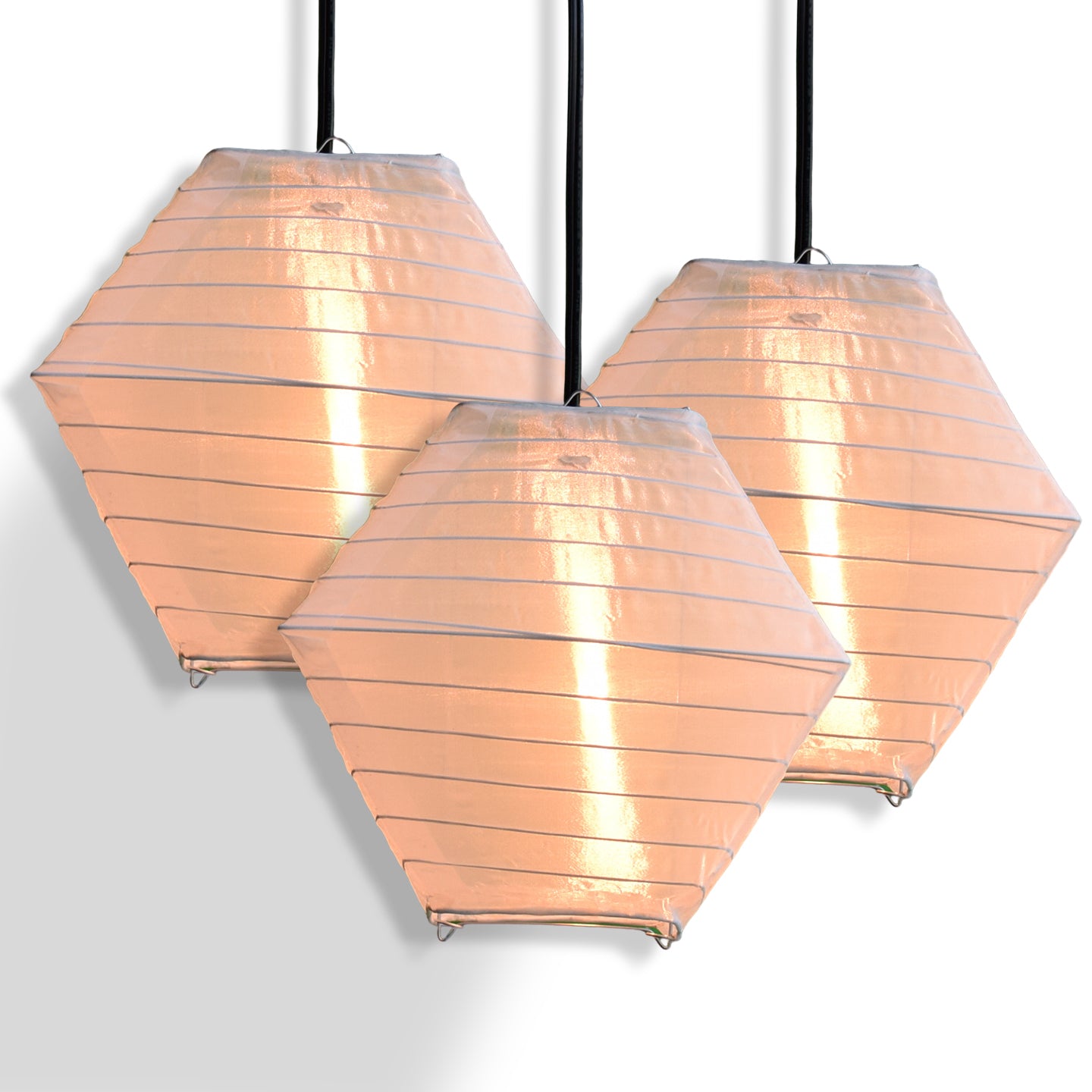 3-PACK | White Pagoda II Unique Shaped Shimmering Nylon Lanterns