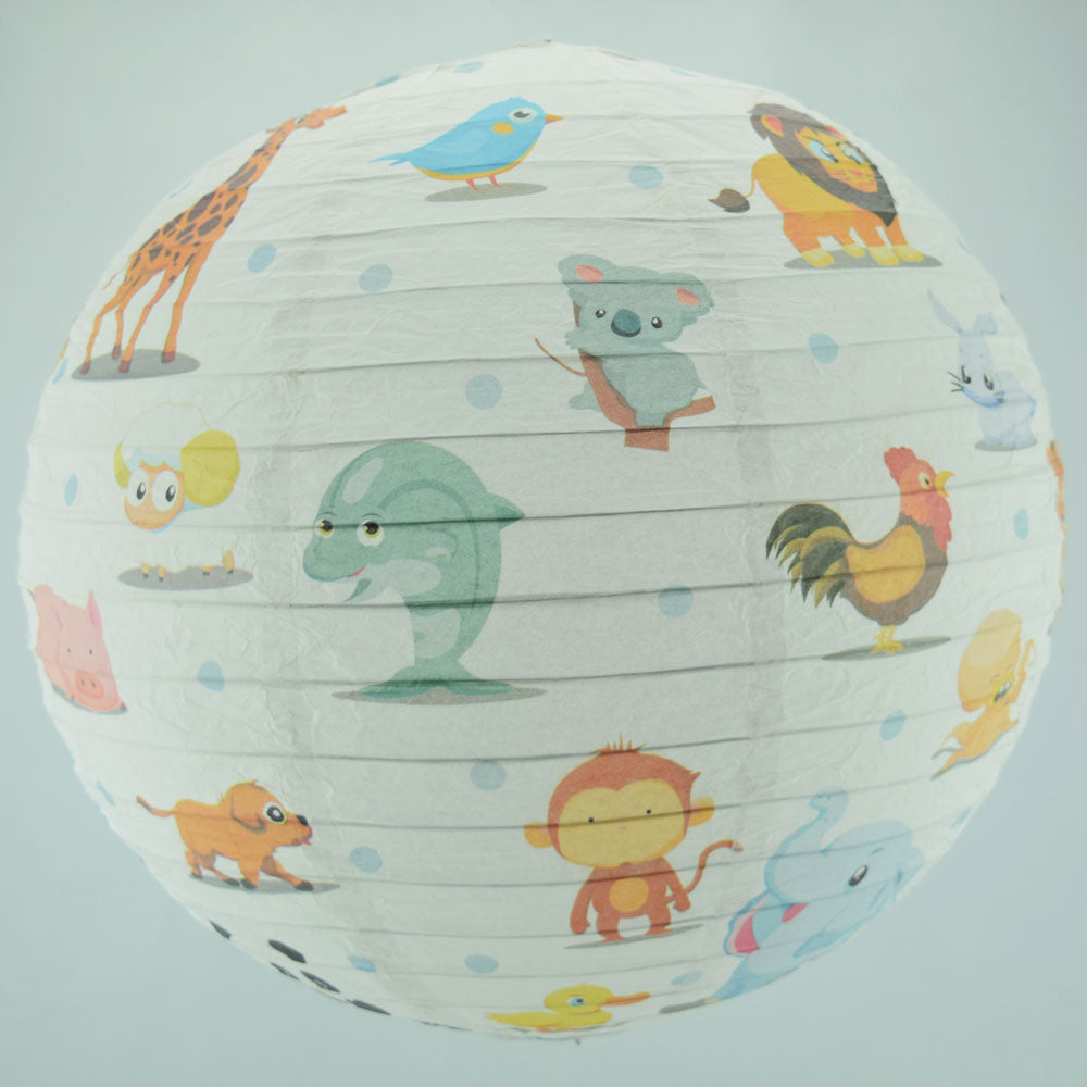 14" Artisan Print Cute Animal Parade Paper Lantern, Design by Esper - PaperLanternStore.com - Paper Lanterns, Decor, Party Lights & More