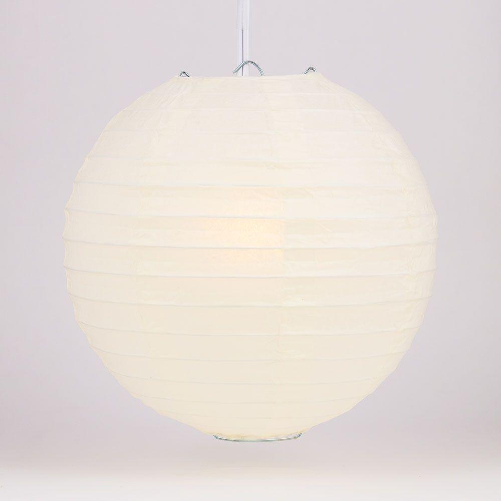 4 Inch Ivory Parallel Ribbing Round Paper Lantern (10 PACK) - PaperLanternStore.com - Paper Lanterns, Decor, Party Lights &amp; More