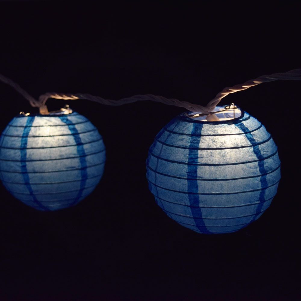 10 Socket Dark Blue Round Paper Lantern Party String Lights (4&quot; Lanterns, Expandable) - PaperLanternStore.com - Paper Lanterns, Decor, Party Lights &amp; More