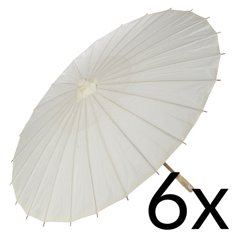 BULK PACK (6) 32" Beige / Ivory Paper Parasol Umbrellas - PaperLanternStore.com - Paper Lanterns, Decor, Party Lights & More