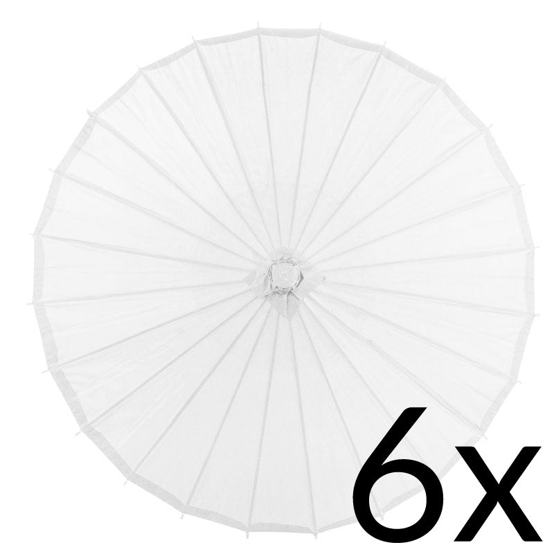 BULK PACK (6) 32" White Paper Parasol Umbrellas - PaperLanternStore.com - Paper Lanterns, Decor, Party Lights & More