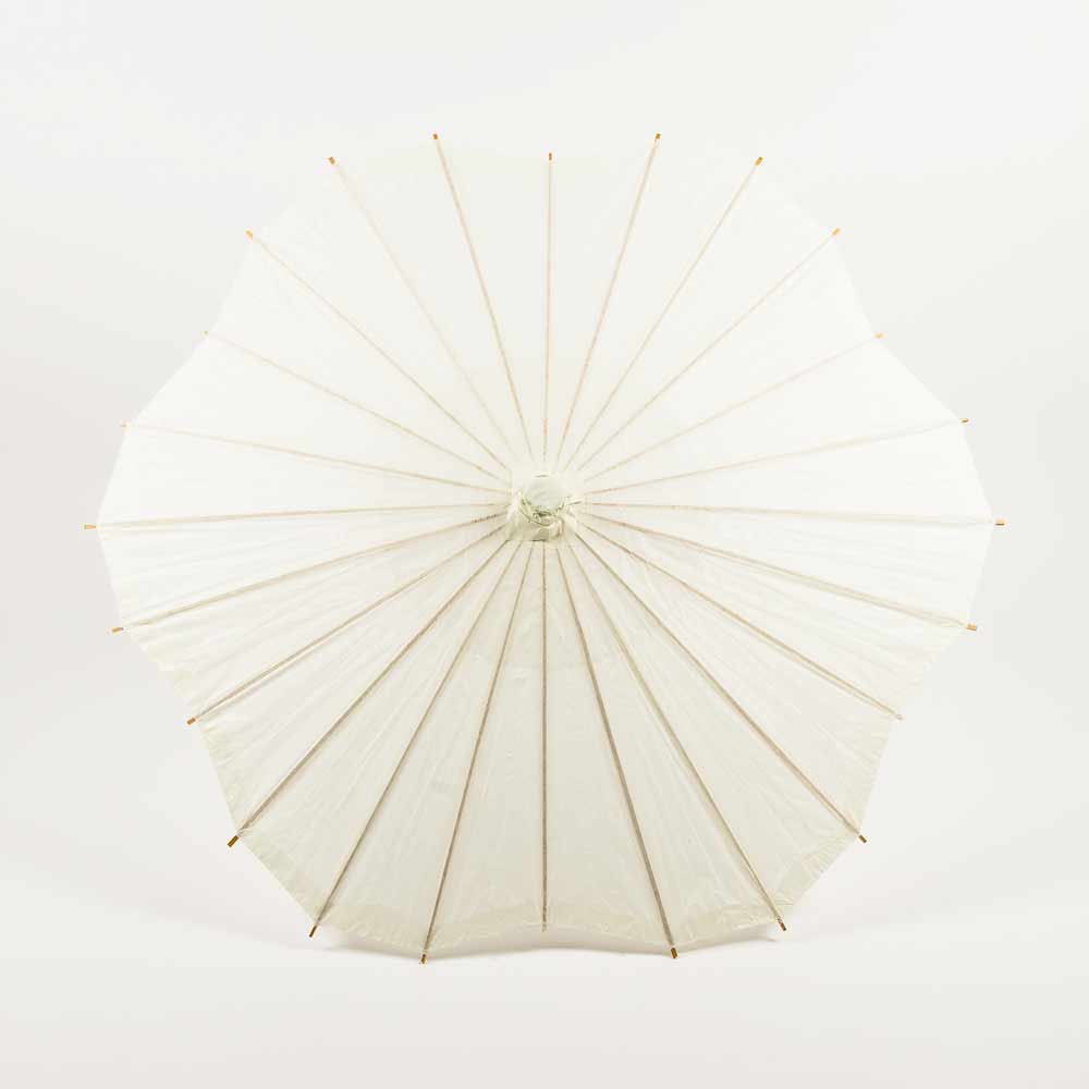 32&quot; Beige / Ivory Paper Parasol Umbrella, Scallop Blossom Shaped - PaperLanternStore.com - Paper Lanterns, Decor, Party Lights &amp; More
