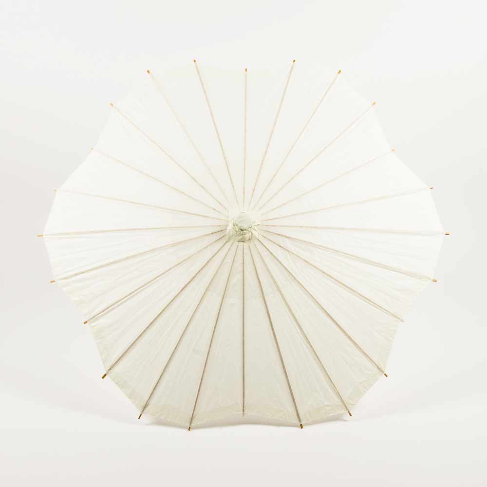 32 Inch Beige / Ivory Paper Parasol Umbrella, Scallop Blossom Shaped - LunaBazaar.com - Discover.Decorate. Celebrate.