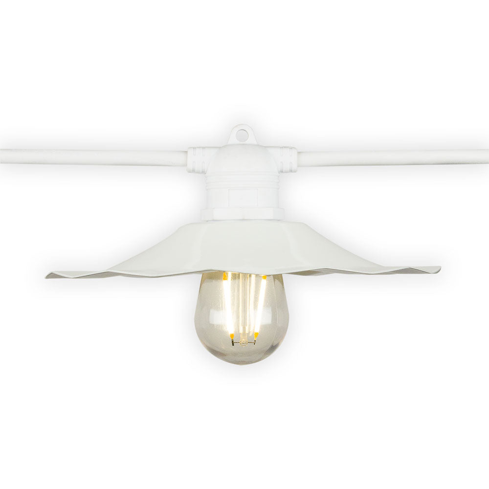 Patio Metal Light Bulb Shade for Outdoor Commercial String Lights, E26, White - PaperLanternStore.com - Paper Lanterns, Decor, Party Lights & More