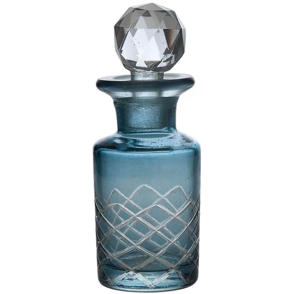 Sapphire Blue Ivana Colored Glass Small Round Perfume Bottle - PaperLanternStore.com - Paper Lanterns, Decor, Party Lights &amp; More