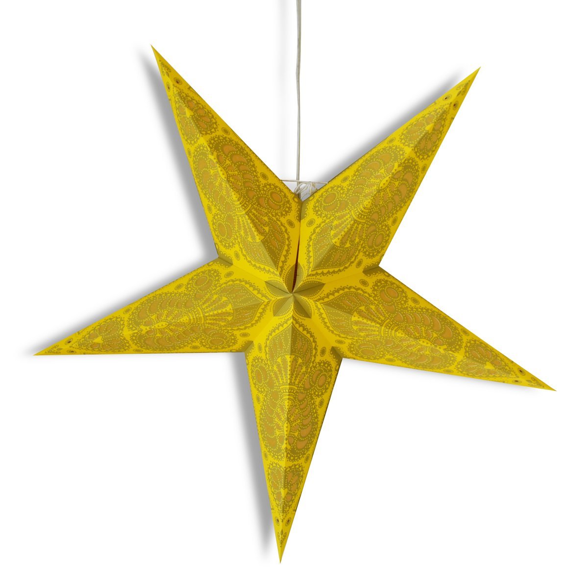 24" Cream Yellow Peacock Paper Star Lantern, Hanging Wedding & Party Decoration - PaperLanternStore.com - Paper Lanterns, Decor, Party Lights & More