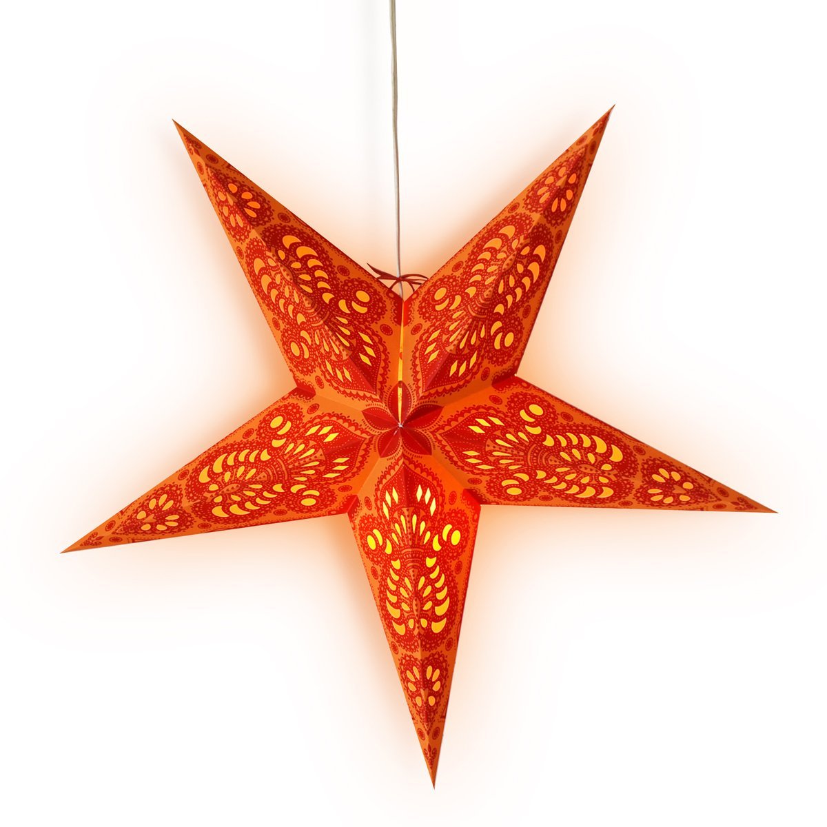 24&quot; Orange Peacock Paper Star Lantern, Hanging Wedding &amp; Party Decoration - PaperLanternStore.com - Paper Lanterns, Decor, Party Lights &amp; More