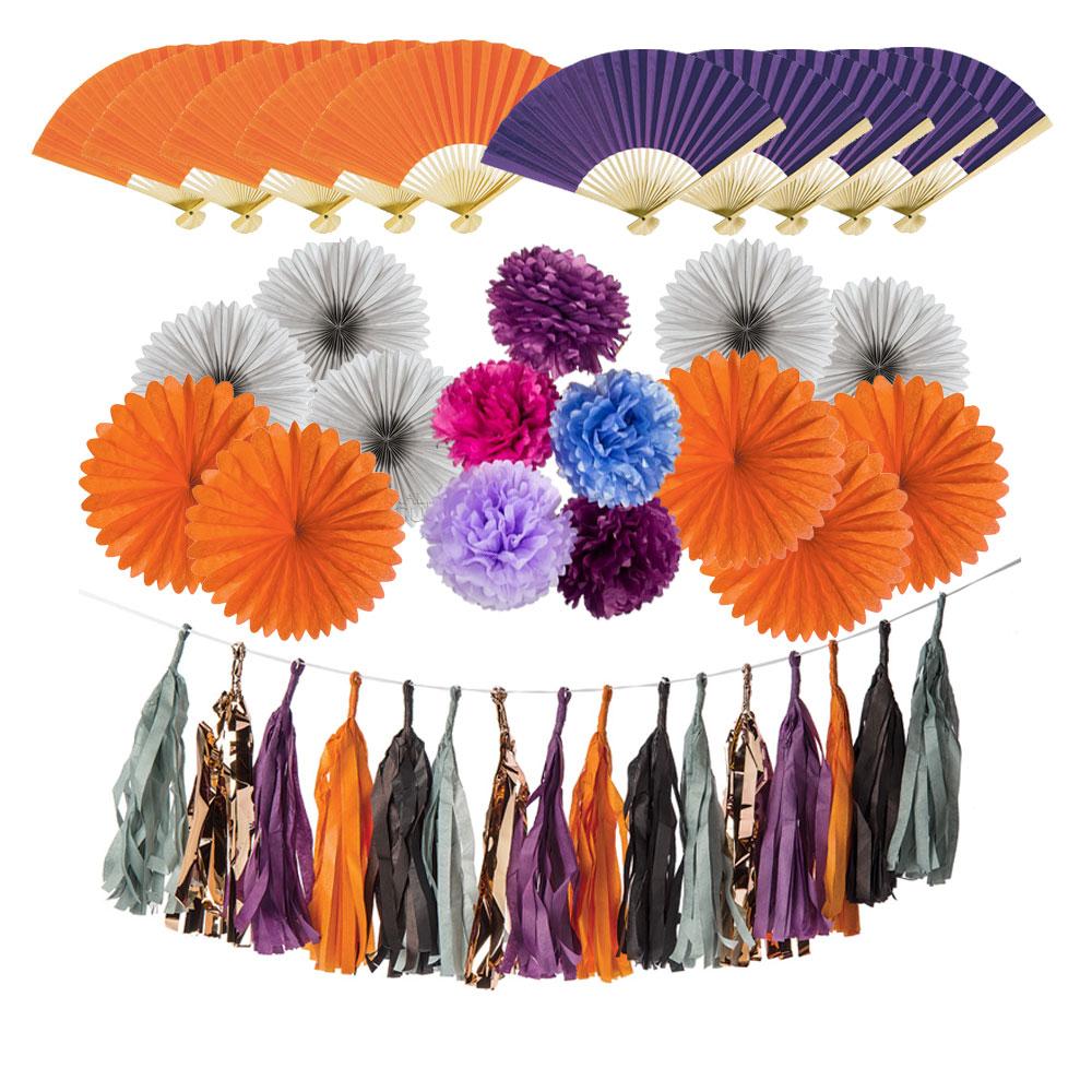 Harvest Party Decoration Kit - Includes Garland, Hanging Fans and Folding Hand Fans - PaperLanternStore.com - Paper Lanterns, Decor, Party Lights &amp; More