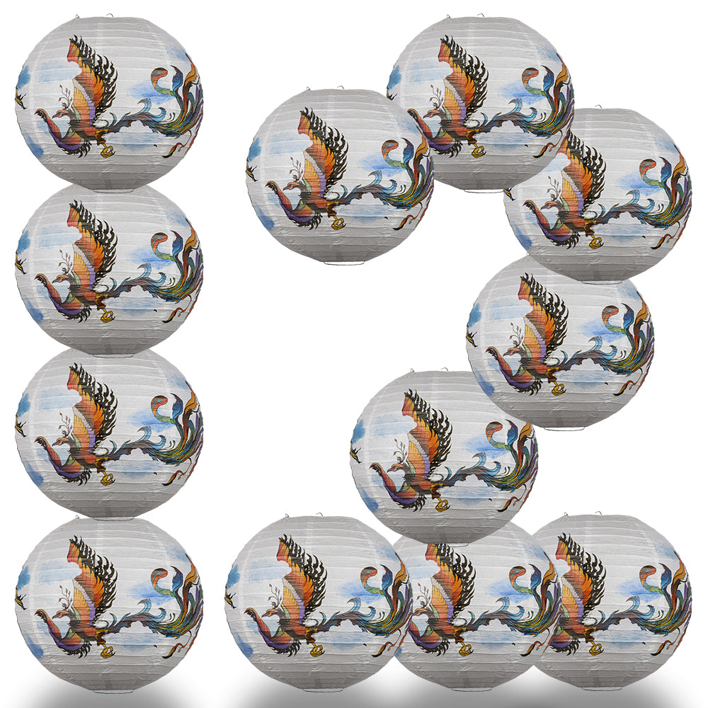 12 PACK | 14&quot; Flying Phoenix Paper Lantern, Design by Esper - PaperLanternStore.com - Paper Lanterns, Decor, Party Lights &amp; More