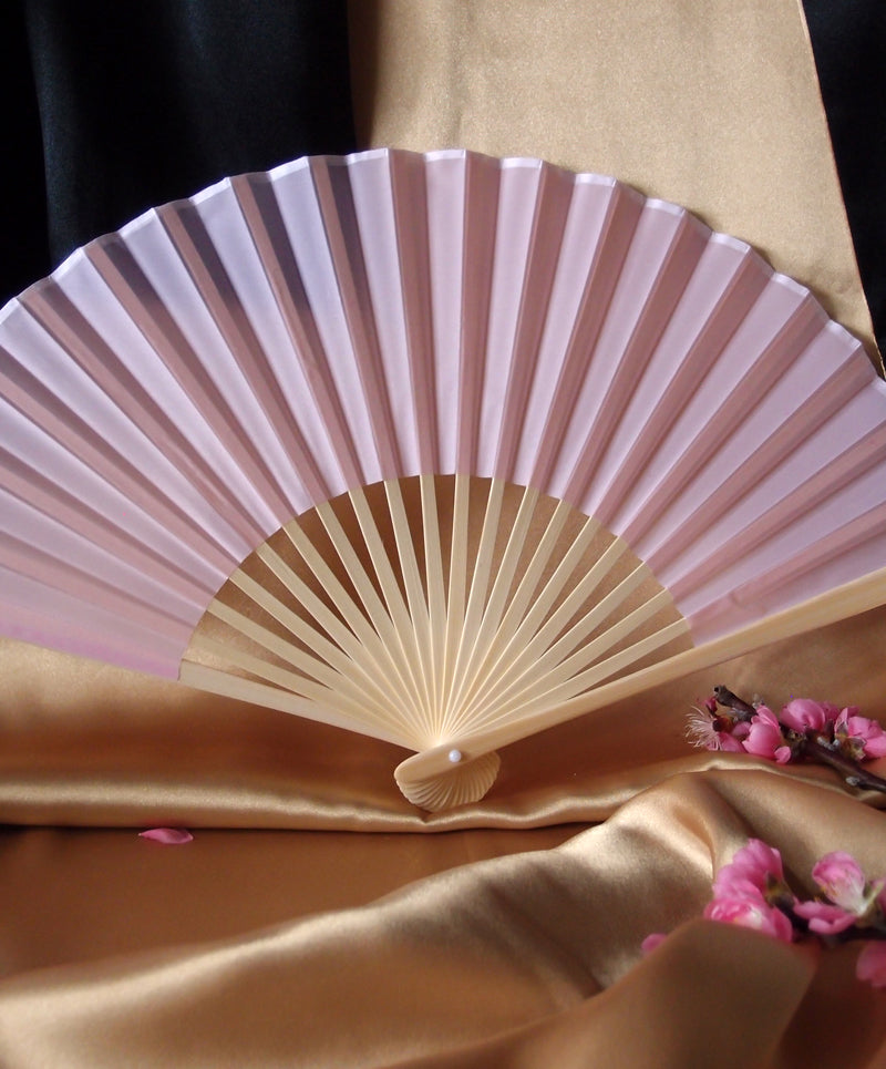 9&quot; Pink Silk Hand Fans for Weddings (10 Pack) - PaperLanternStore.com - Paper Lanterns, Decor, Party Lights &amp; More