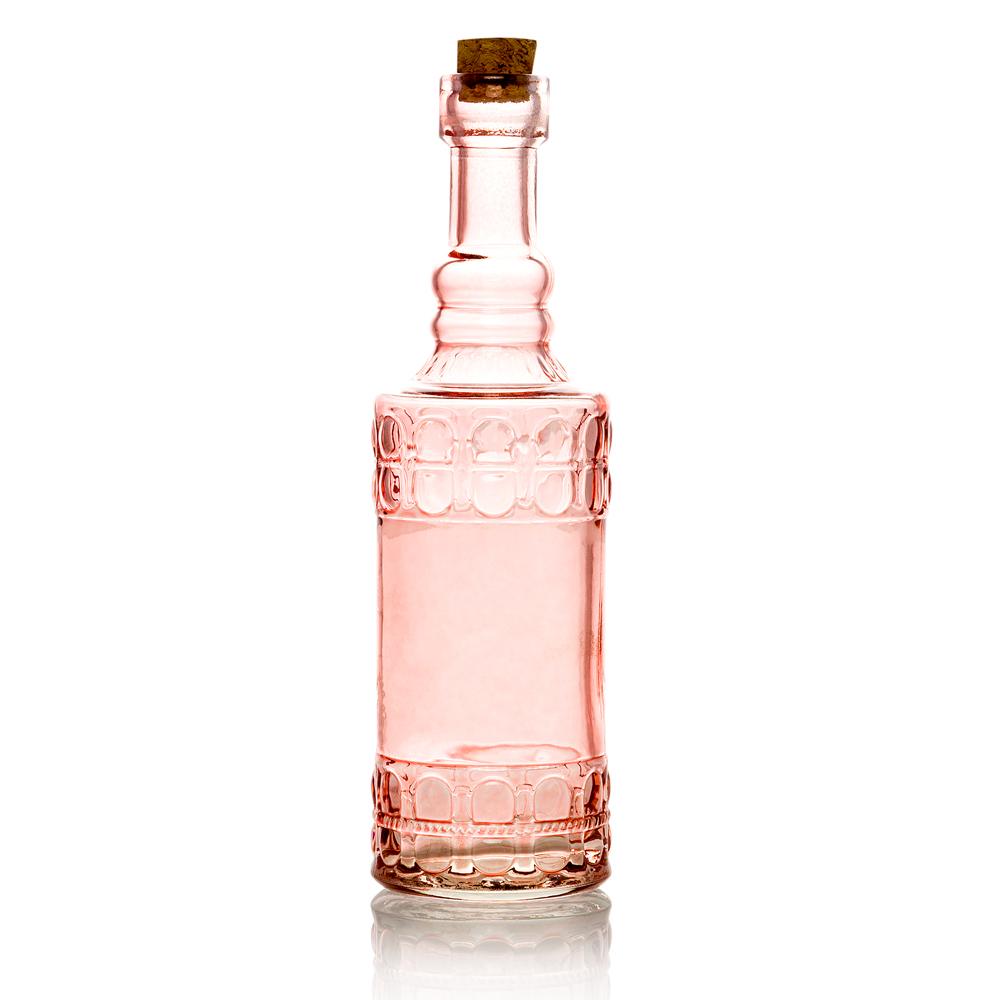 Best of Show Pink Vintage Glass Bottles Set - (6 Pack, Assorted Designs)