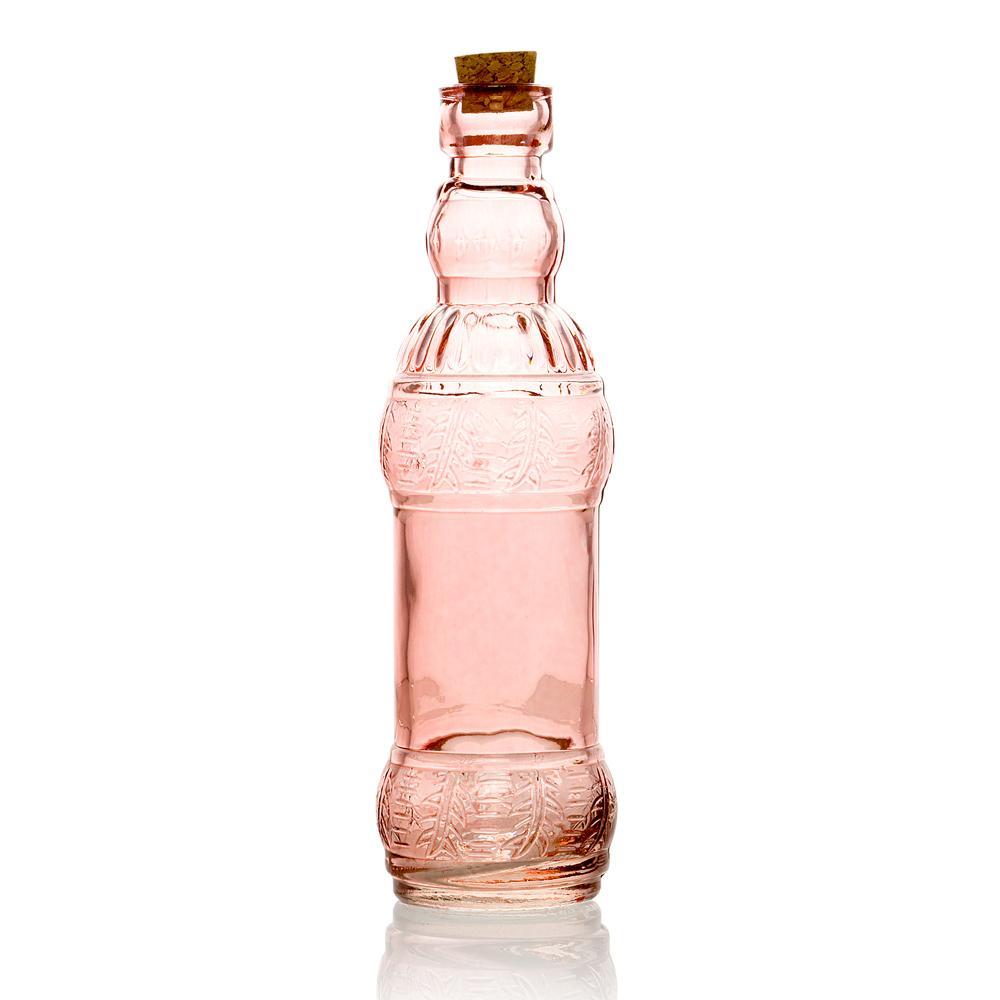 Vintage Romance Pink Vintage Glass Bottles Set - (6 Pack, Assorted Designs)