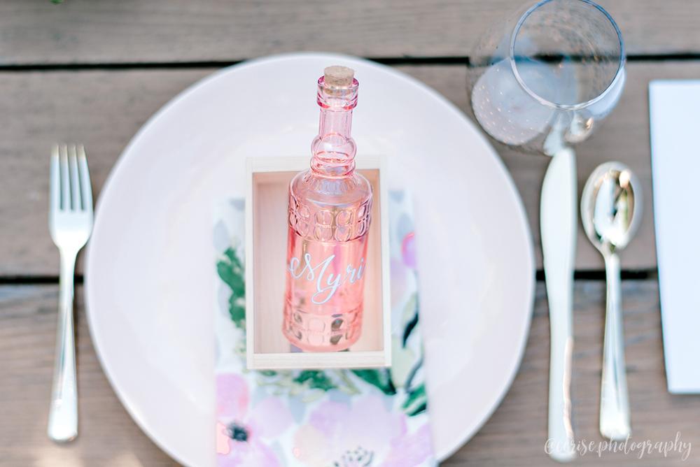 7pc Pink Vintage Glass Wedding Bottle Set, Assorted Wedding Table and Centerpiece Display - PaperLanternStore.com - Paper Lanterns, Decor, Party Lights &amp; More