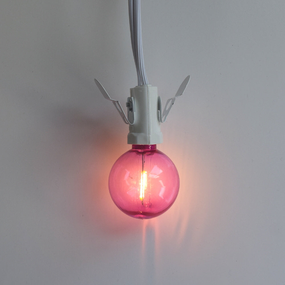 Fuchsia / Hot Pink LED Filament G40 Globe Shatterproof Energy Saving Color Light Bulb, Dimmable, 1W,  E12 Candelabra Base