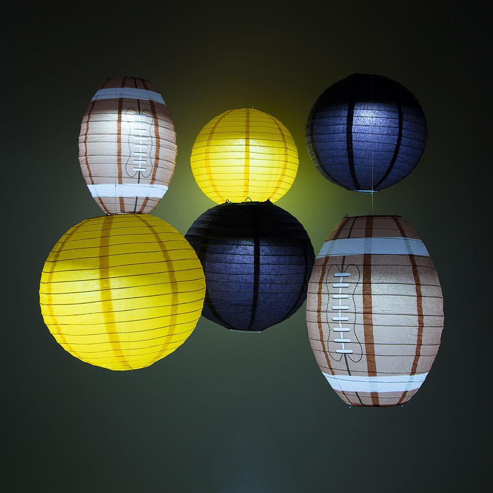Pittsburg Pro Football Paper Lanterns 6pc Combo Tailgating Party Pack (Yellow/Black)  - by PaperLanternStore.com - Paper Lanterns, Decor, Party Lights &amp; More