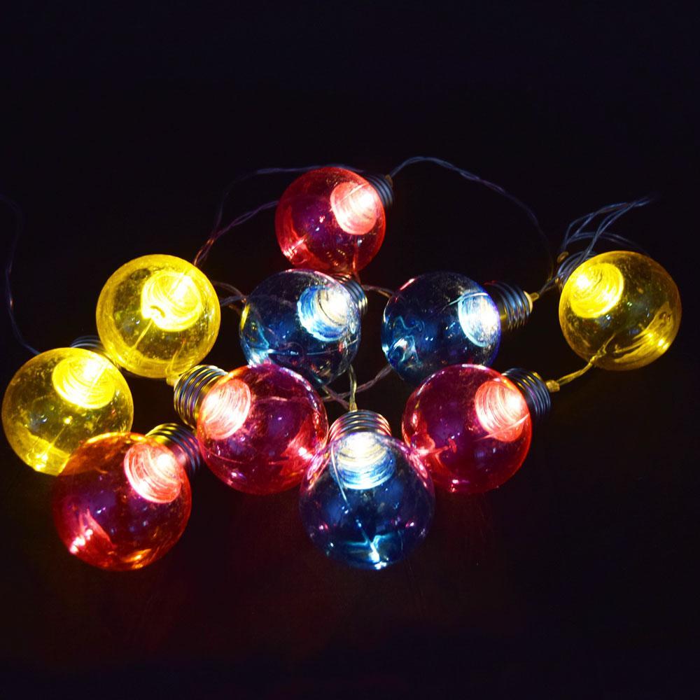 10 LED RBY Hard Plastic Light Bulb Shaped String Lights, 5.5 FT, Battery Operated - PaperLanternStore.com - Paper Lanterns, Decor, Party Lights &amp; More