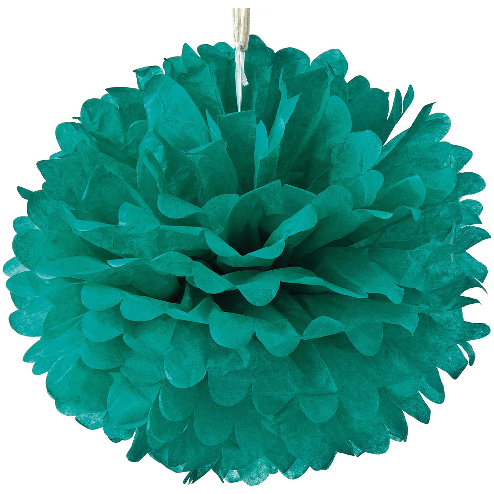 Tissue Paper Pom Pom (15-Inch, Teal Green, Single) - Hanging Paper Flower Ball Decor for Weddings, Bridal and Baby Showers, Nurseries, Parties - PaperLanternStore.com - Paper Lanterns, Decor, Party Lights &amp; More