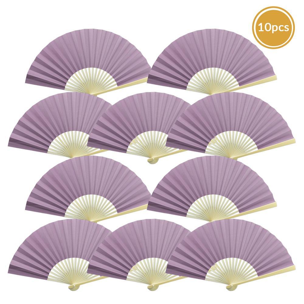 9&quot; Lavender Paper Hand Fans for Weddings, Premium Paper Stock (10 Pack) - PaperLanternStore.com - Paper Lanterns, Decor, Party Lights &amp; More