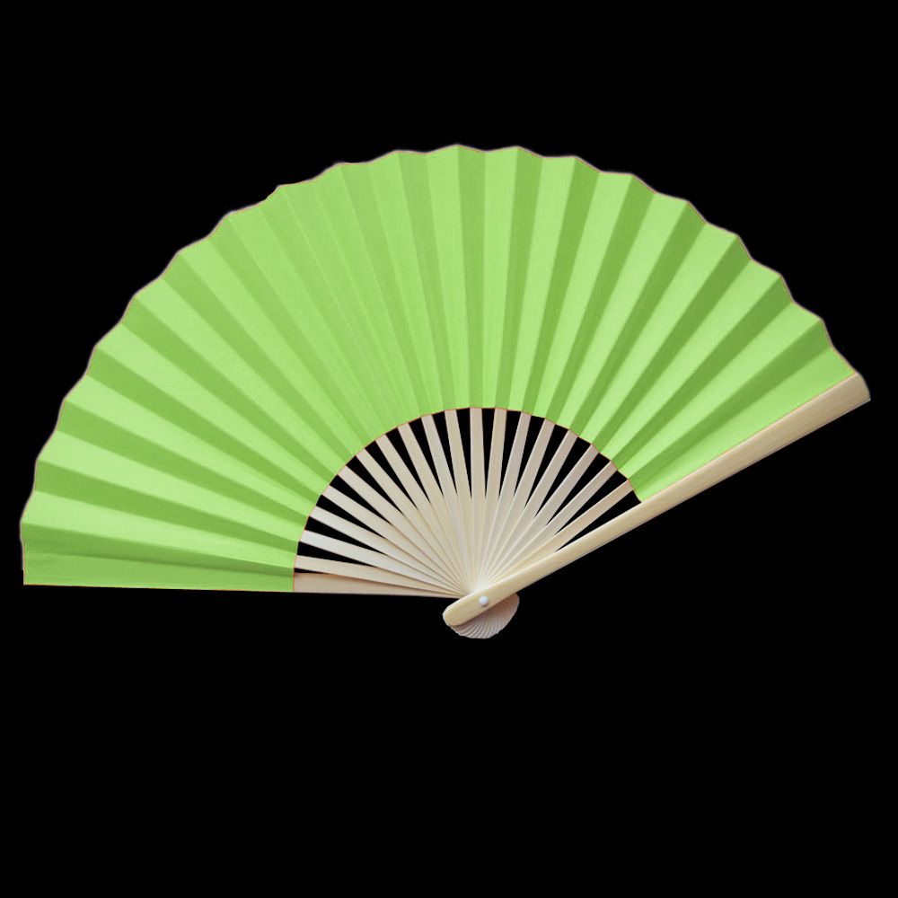 Quasimoon Paper Hand Fans (9Inch Premium, Light Lime Green, 10Pack