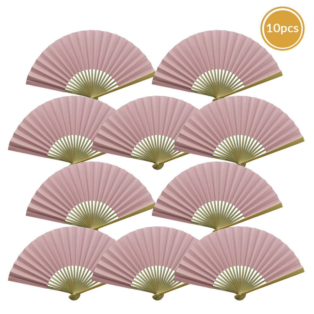 9&quot; Pink Paper Hand Fans for Weddings, Premium Paper Stock (10 Pack) - PaperLanternStore.com - Paper Lanterns, Decor, Party Lights &amp; More