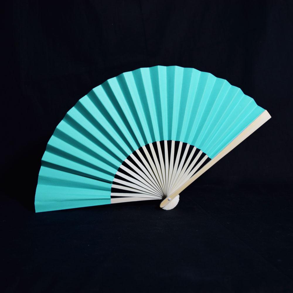 9&quot; Turquoise Paper Hand Fans for Weddings, Premium Paper Stock (10 Pack) - PaperLanternStore.com - Paper Lanterns, Decor, Party Lights &amp; More