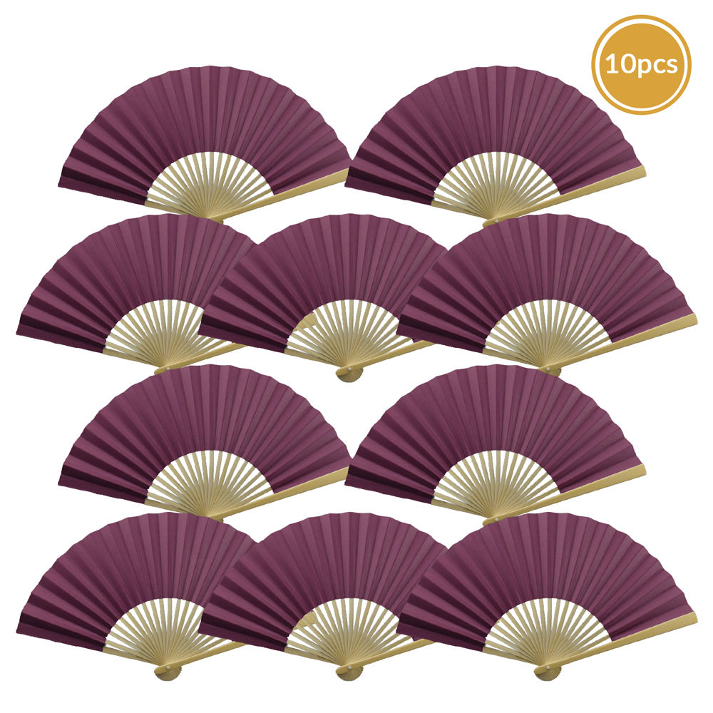 9&quot; Violet Paper Hand Fans for Weddings, Premium Paper Stock (10 Pack) - PaperLanternStore.com - Paper Lanterns, Decor, Party Lights &amp; More