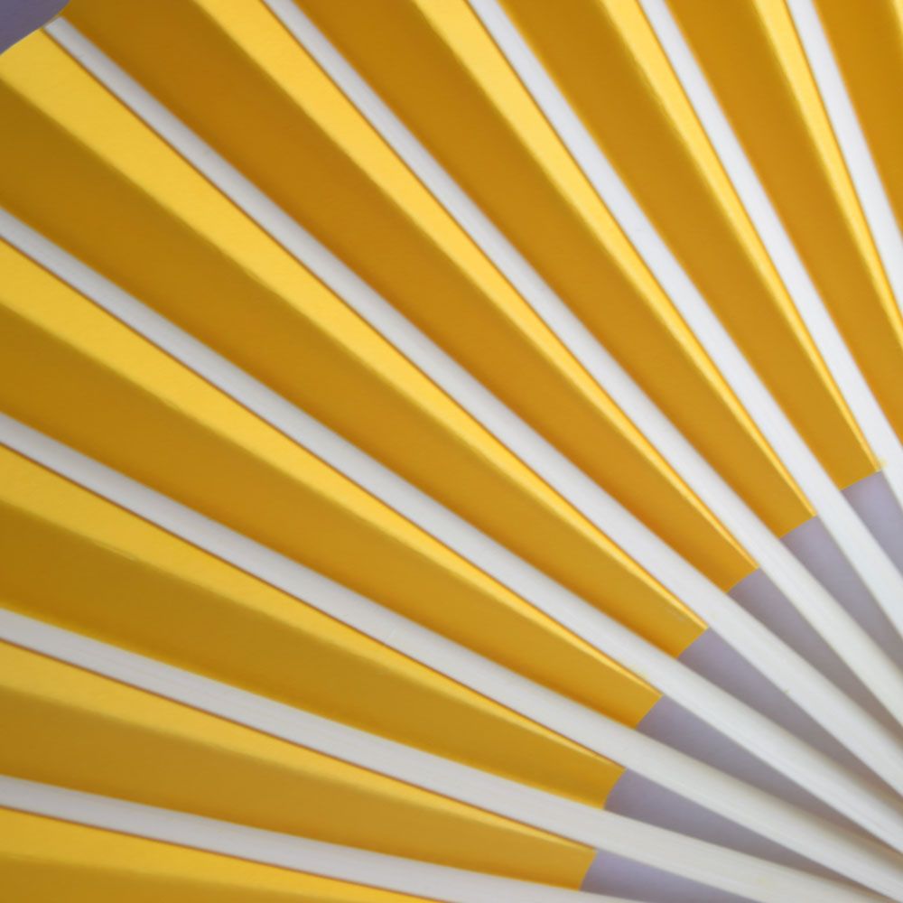 9&quot; Yellow-Orange Paper Hand Fans for Weddings, Premium Paper Stock (10 Pack) - PaperLanternStore.com - Paper Lanterns, Decor, Party Lights &amp; More