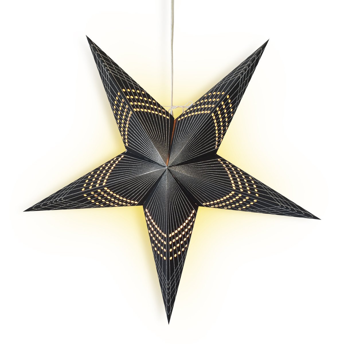 24&quot; Black Prism Glitter Paper Star Lantern, Hanging Wedding &amp; Party Decoration - PaperLanternStore.com - Paper Lanterns, Decor, Party Lights &amp; More