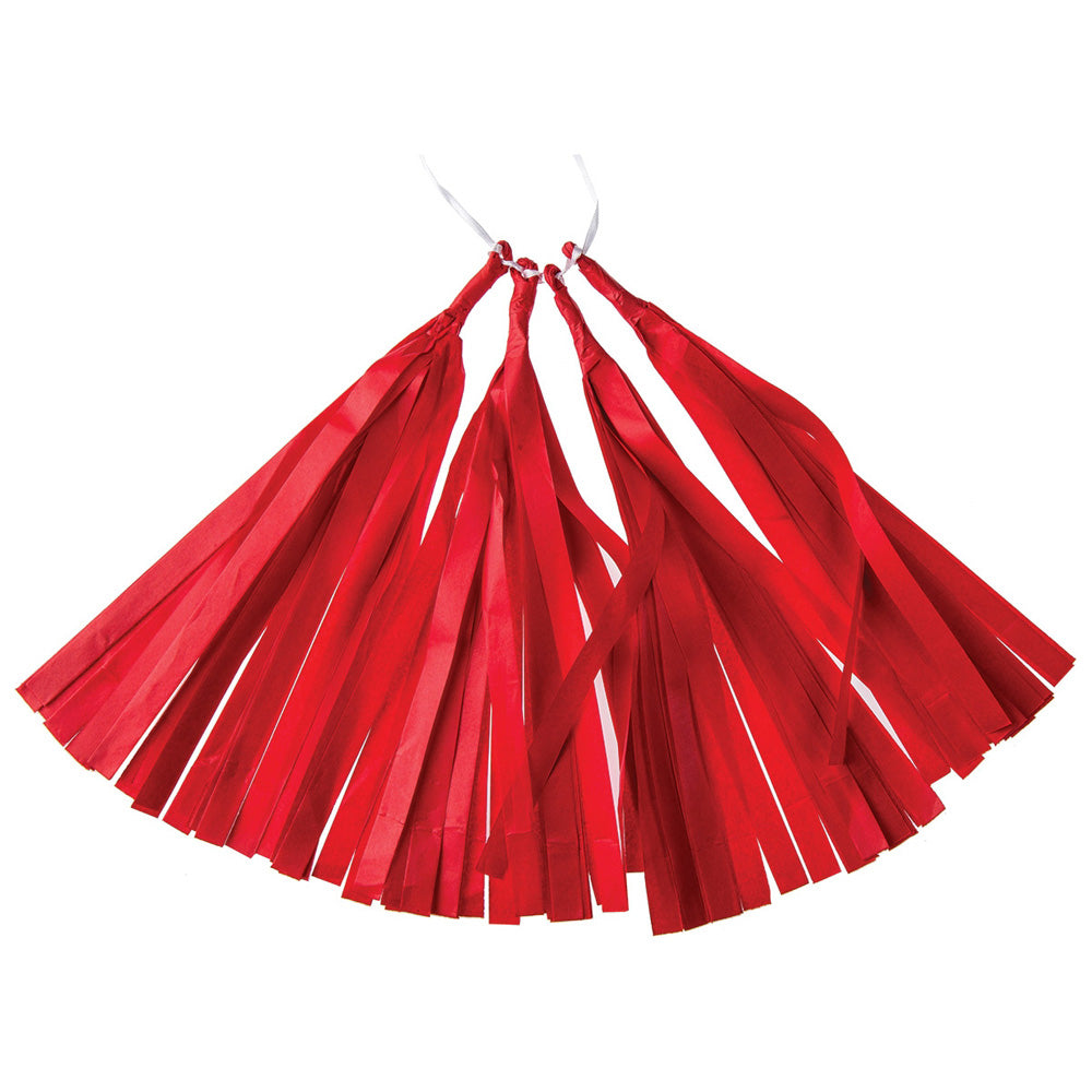 4 Pack | Tissue Paper Tassel Set (Red, Pre-Folded EZ-Fold) - PaperLanternStore.com - Paper Lanterns, Decor, Party Lights & More