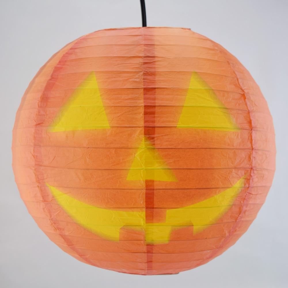 Jack-O-Lantern Round Paper Lantern, Even Ribbing, Chinese Hanging Wedding &amp; Party Decoration