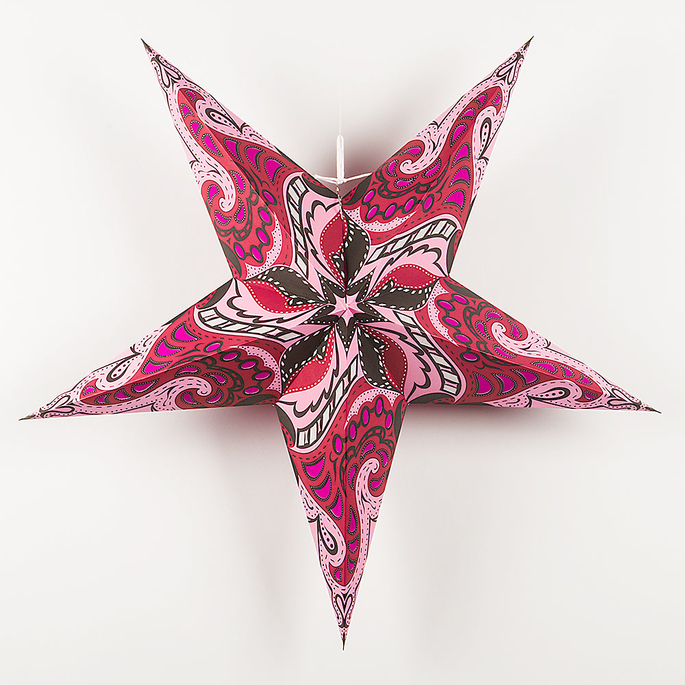 24" Purple Paisley Paper Star Lantern, Chinese Hanging Wedding & Party Decoration - PaperLanternStore.com - Paper Lanterns, Decor, Party Lights & More