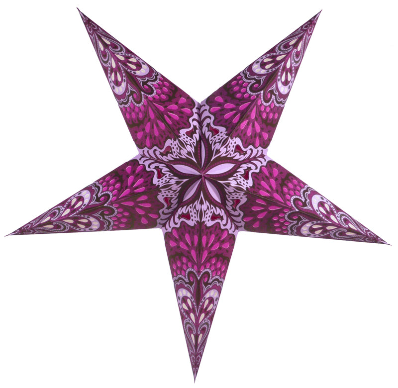 24" Magenta Pink Rain Paper Star Lantern, Chinese Hanging Wedding & Party Decoration - PaperLanternStore.com - Paper Lanterns, Decor, Party Lights & More