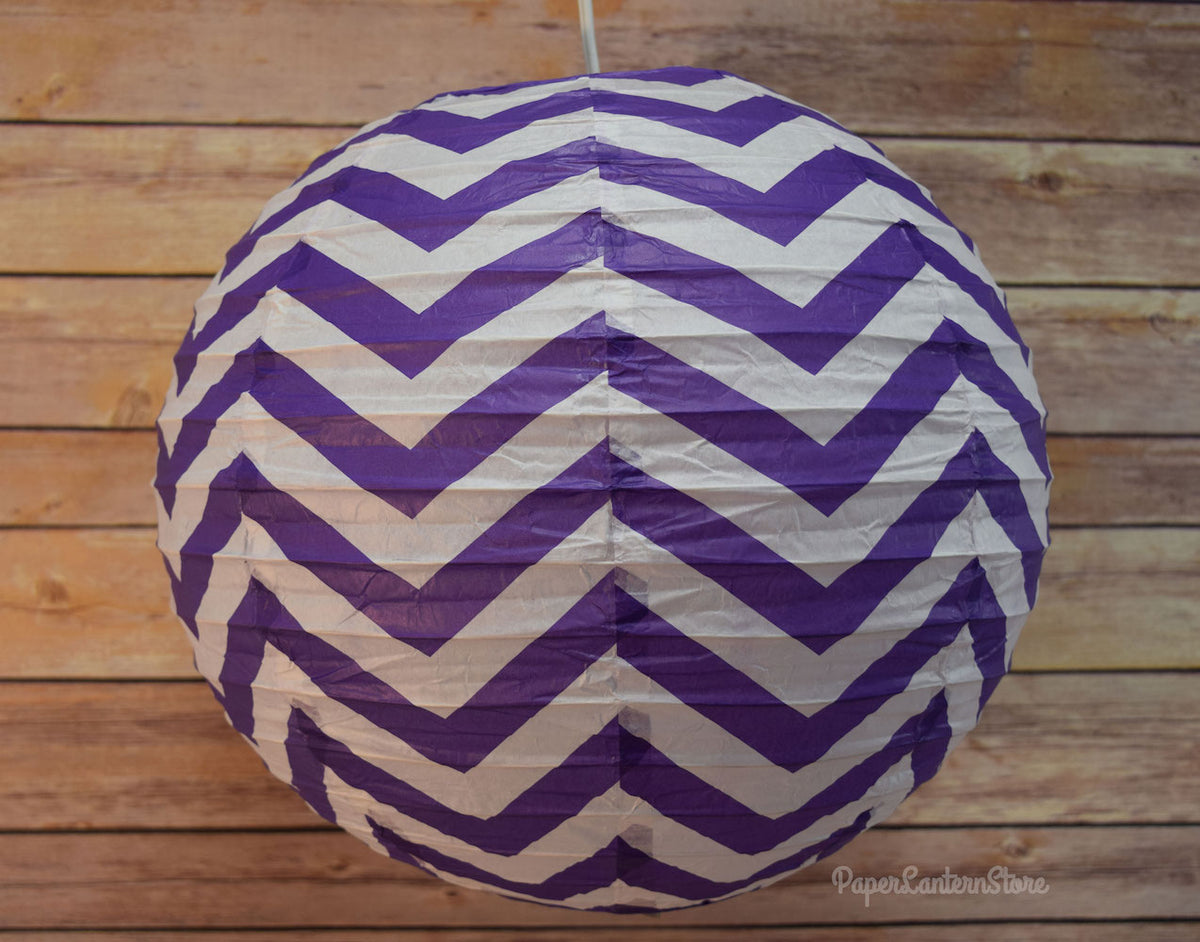 14&quot; Purple Chevron Paper Lantern, Even Ribbing, Hanging Decoration - PaperLanternStore.com - Paper Lanterns, Decor, Party Lights &amp; More