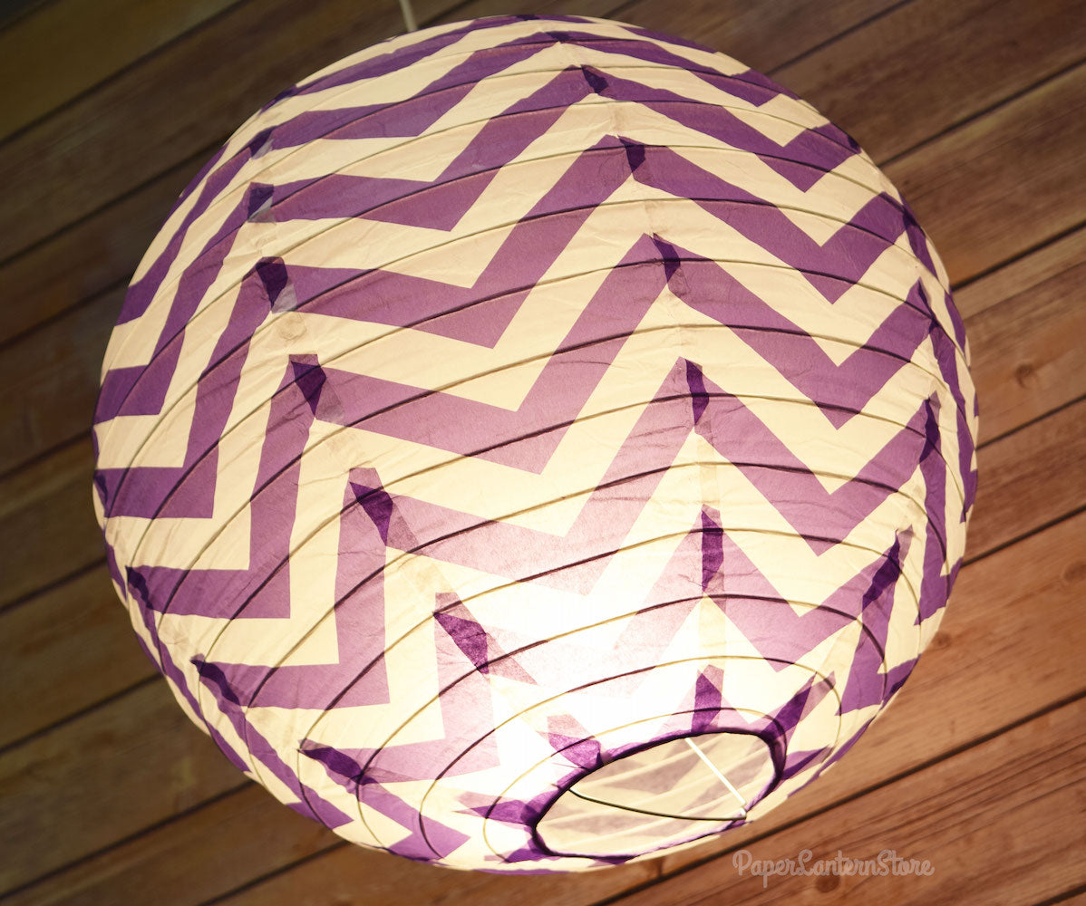 14&quot; Purple Chevron Paper Lantern, Even Ribbing, Hanging Decoration - PaperLanternStore.com - Paper Lanterns, Decor, Party Lights &amp; More