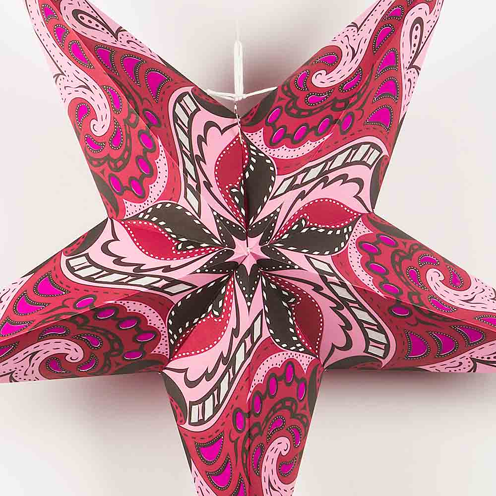 24" Purple Paisley Paper Star Lantern, Chinese Hanging Wedding & Party Decoration - PaperLanternStore.com - Paper Lanterns, Decor, Party Lights & More