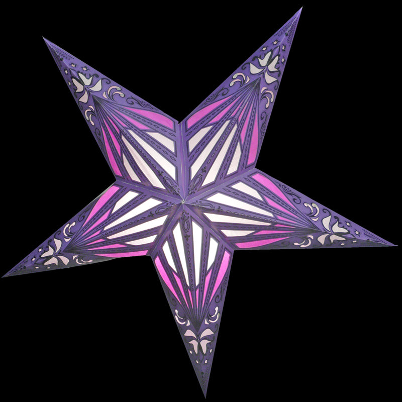 24" Purple Sunshine Window Paper Star Lantern, Chinese Hanging Wedding & Party Decoration - PaperLanternStore.com - Paper Lanterns, Decor, Party Lights & More