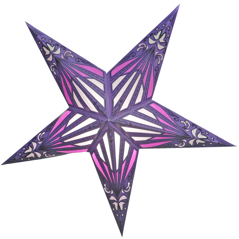 24" Purple Sunshine Window Paper Star Lantern, Chinese Hanging Wedding & Party Decoration - PaperLanternStore.com - Paper Lanterns, Decor, Party Lights & More