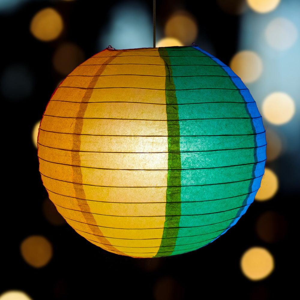 14&quot; Rainbow Multi-Color Paper Lantern, Even Ribbing, Hanging Decoration - PaperLanternStore.com - Paper Lanterns, Decor, Party Lights &amp; More