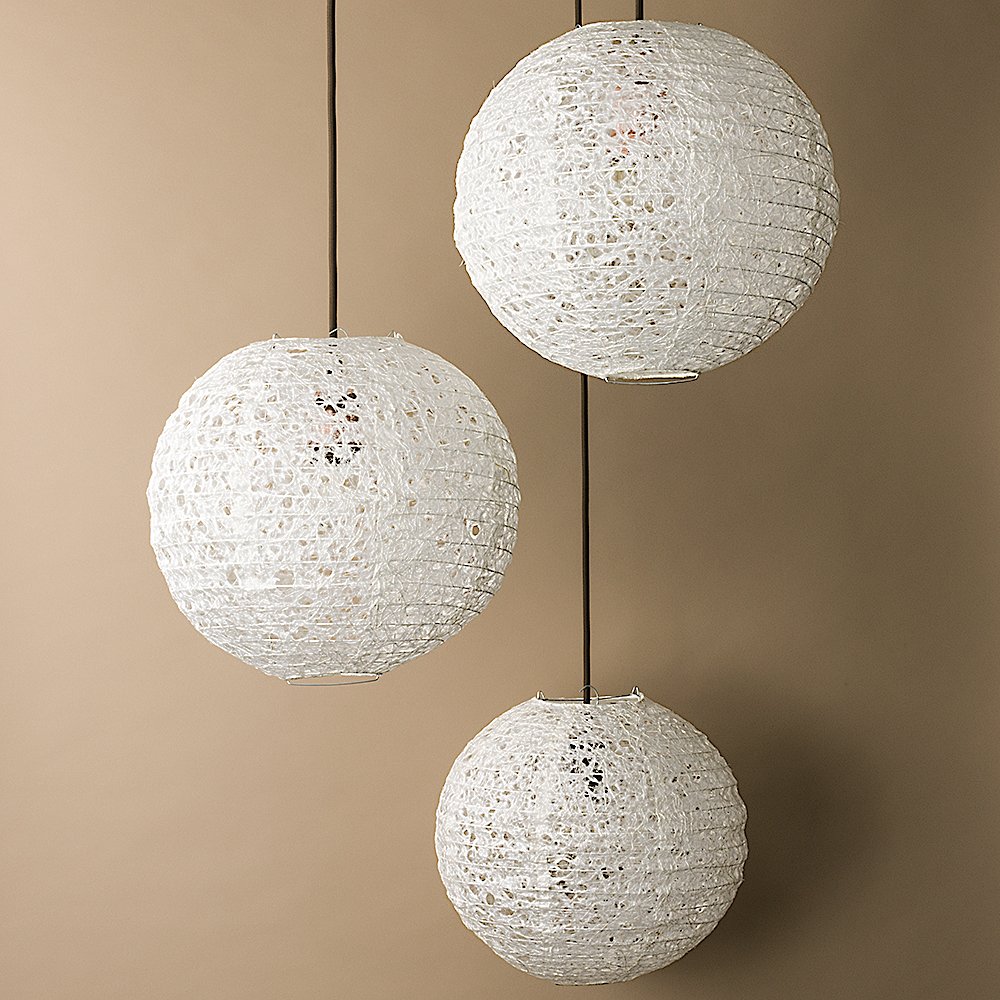 BULK PACK (3) 12" Designer Japanese Random Ogura Lace Fibrous Paper Lantern Shade, Hanging Decoration - PaperLanternStore.com - Paper Lanterns, Decor, Party Lights & More
