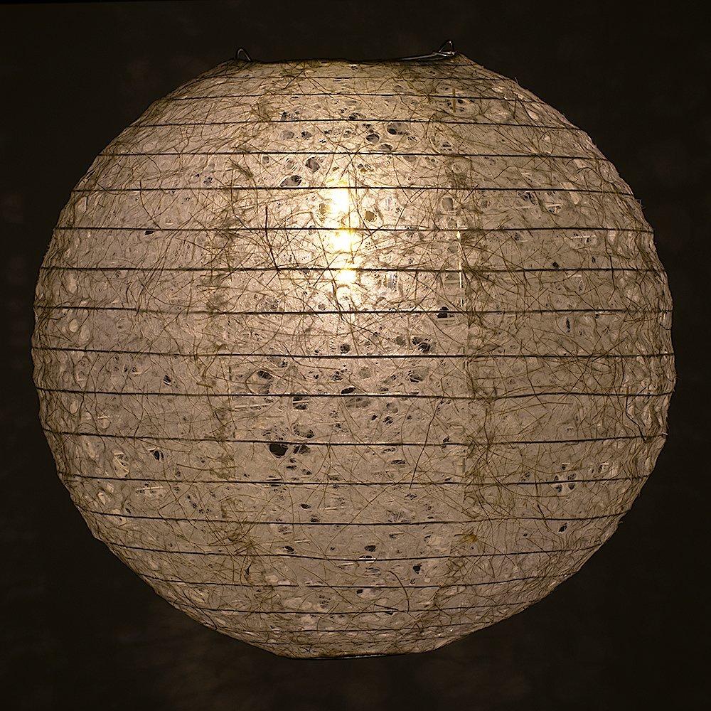Lit White Designer Japanese Random Ogura Lace Fibrous Web Paper Lantern Shade, Hanging Decoration