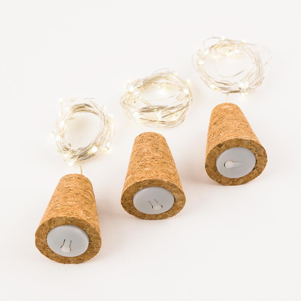 3 Pack | 15 Super Bright Warm White LED Battery Operated Wine Bottle lights With Real Cork DIY Fairy String Light For Home Wedding Party Decoration - PaperLanternStore.com - Paper Lanterns, Decor, Party Lights & More